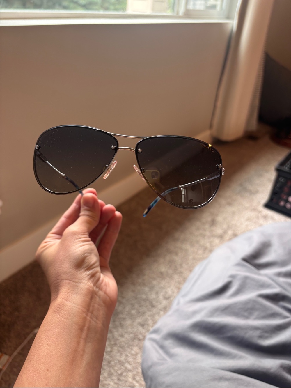 Tiffany & Co. Black Aviator Sunglasses
